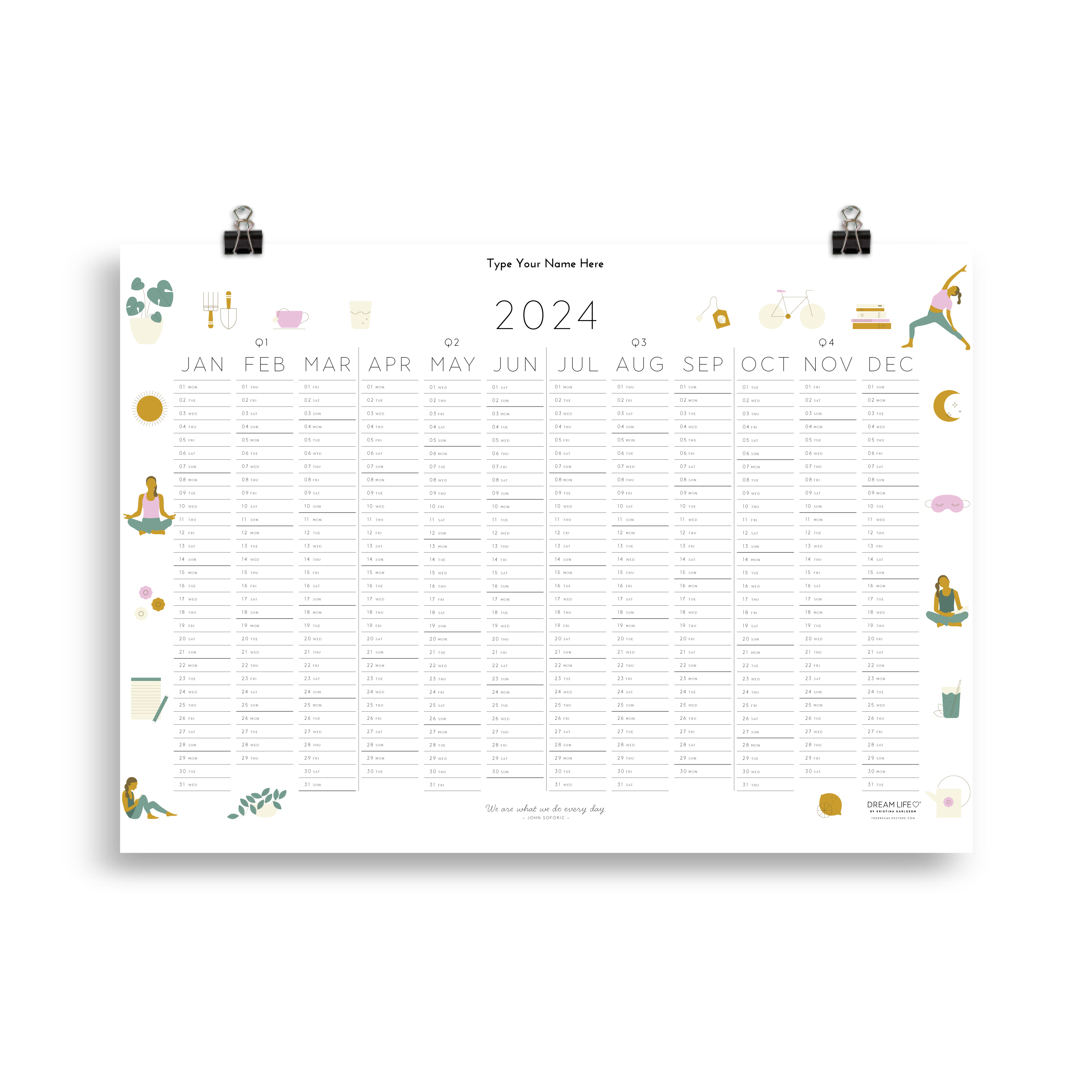 2024 Wall Calendar Wellbeing Dream Life