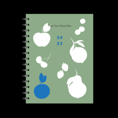 A5 Spiral 24/25 Mid-Year Diary - Fruits - Green