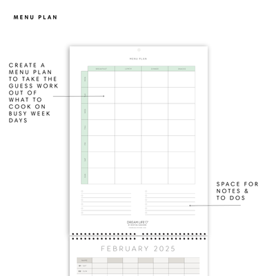 A3 Family Calendar - Picnic - Mint