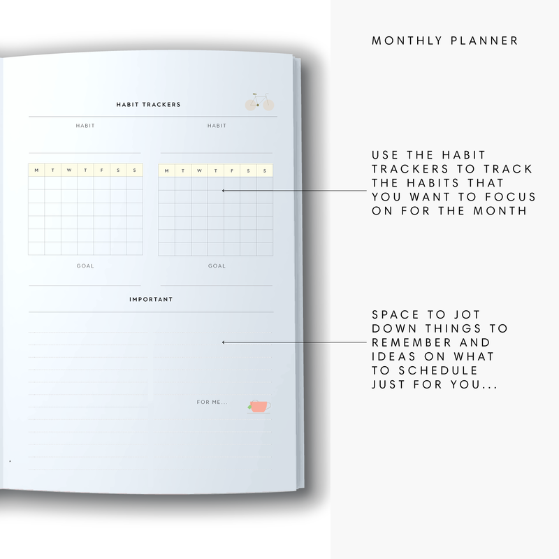 A5 Spiral 2025 Goals Diary - Pebble