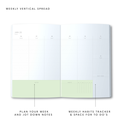 A5 2025 Vertical Weekly Diary - Mist