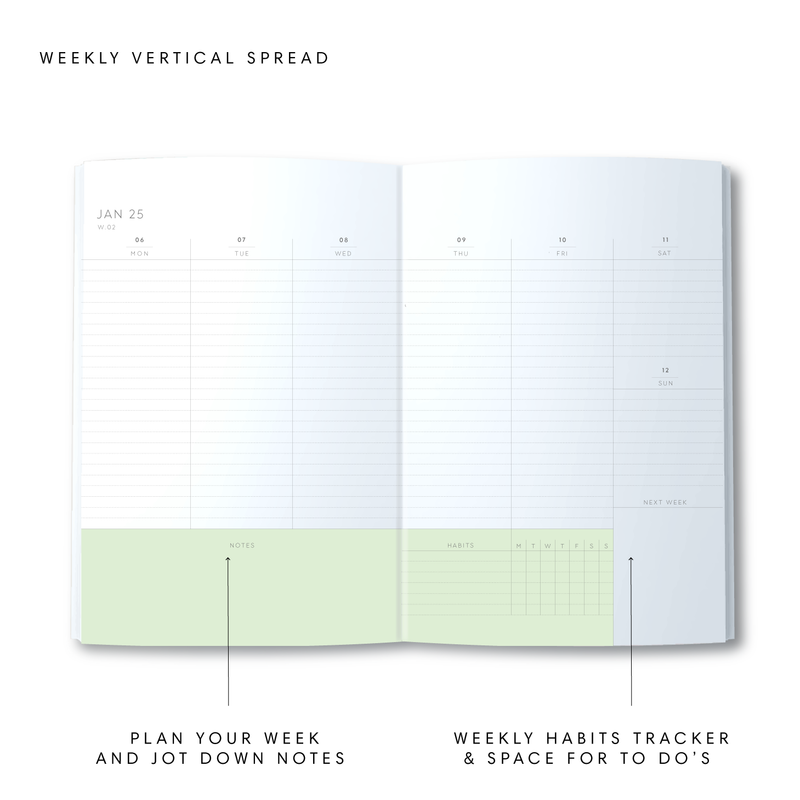 A5 2025 Vertical Weekly Diary - Lavender