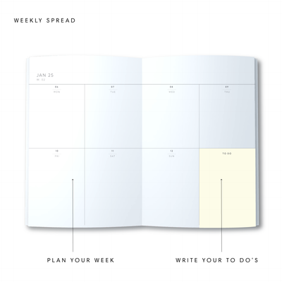 A5 2025 Weekly Spread Diary - Botanical - Creme