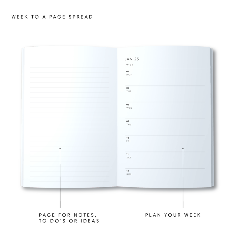 A5 2025 Week to a page Diary - Coral