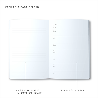 A5 2025 Week to a page Diary - Teal