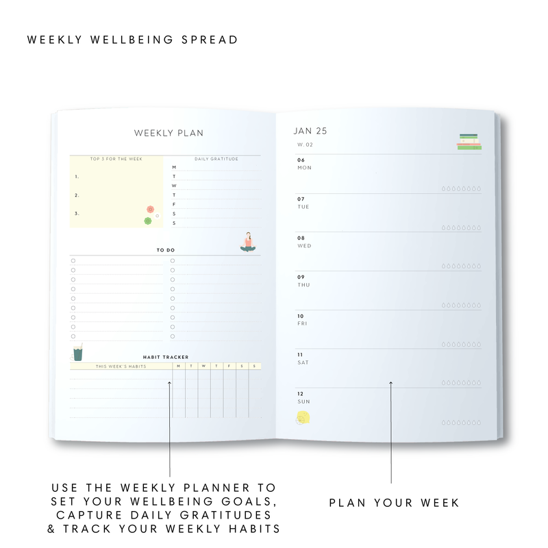 A5 2025 Wellbeing Diary - Olive