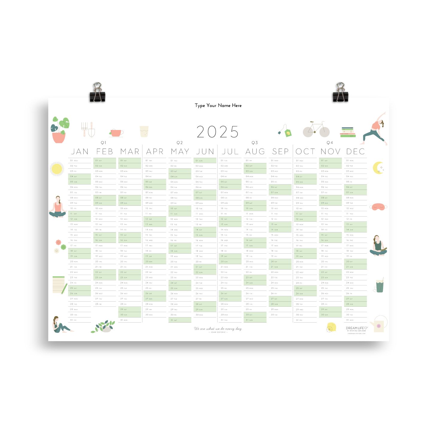 2025 Wall Calendar Wellbeing Dream Life