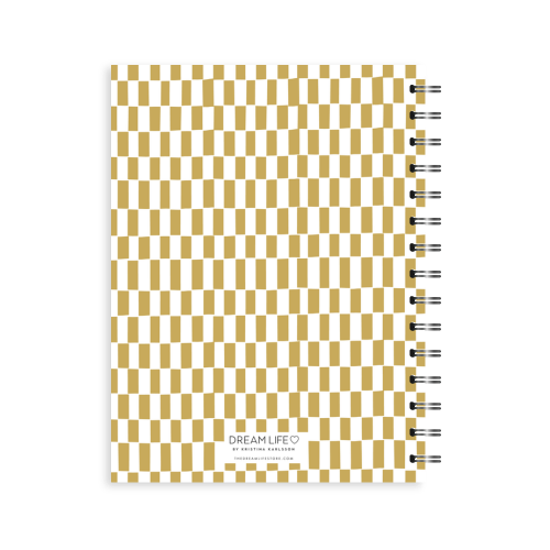 A5 2024 Spiral Vertical Weekly Diary - Pattern - Mustard