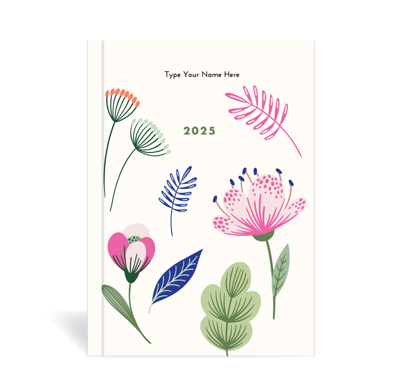 A5 2025 Weekly Spread Diary - Botanical - Creme