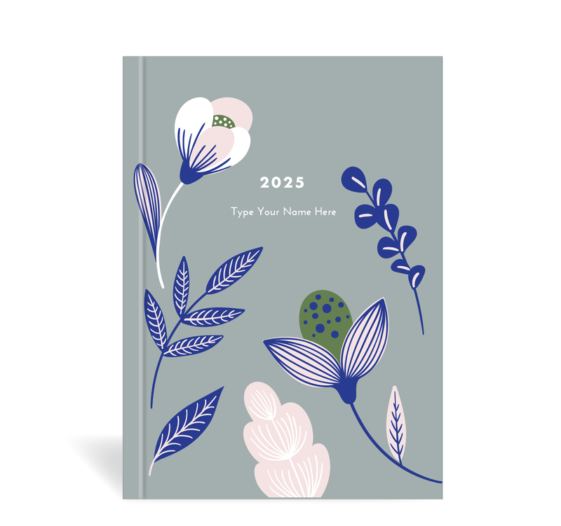 A5 2025 Weekly Spread Diary - Botanical - Mist