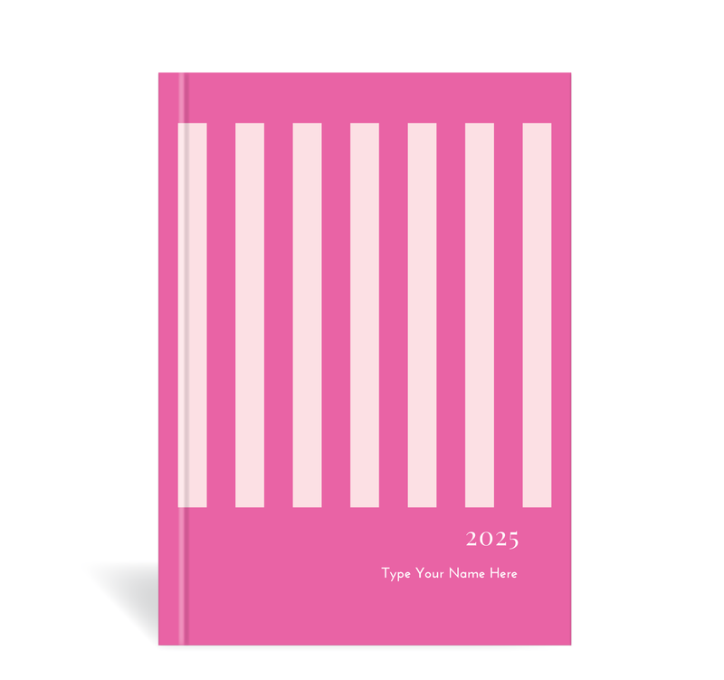 A5 2025 Weekly Spread  Diary - Pink Stripe