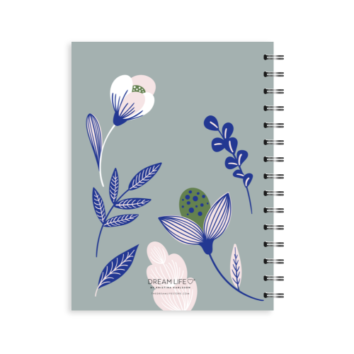 A5 2025 Spiral Weekly Spread Diary - Botanical - Mist