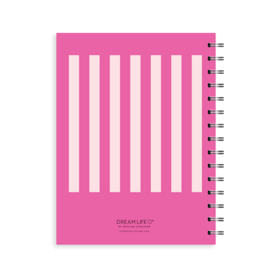 A5 2025 Spiral Weekly Spread Diary - Pink Stripe