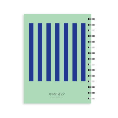 A5 2025 Spiral Weekly Spread Diary - Mint  Stripe