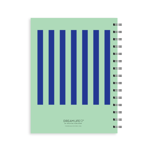 A5 2025 Spiral Weekly Spread Diary - Mint  Stripe