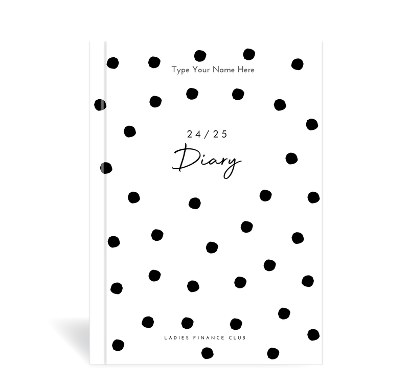 A5 24/25  Financial Diary - Ladies Finance Club - Dots - White