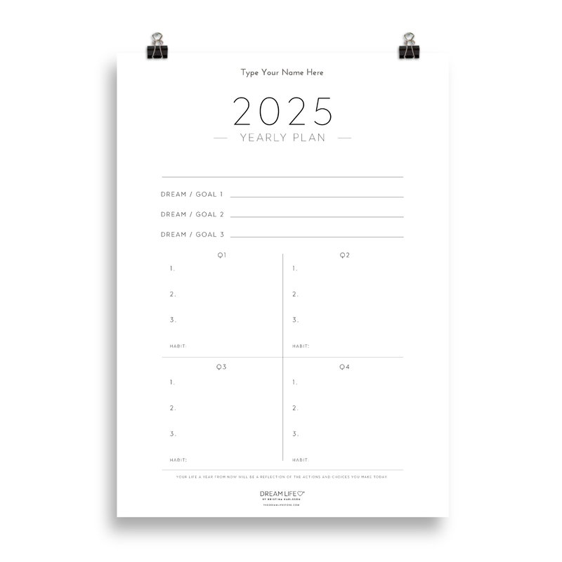 2025 Yearly Plan Top 3 Poster - 20X30 cm