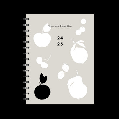 A5 Spiral 24/25 Mid-Year Diary - Fruits - Grey
