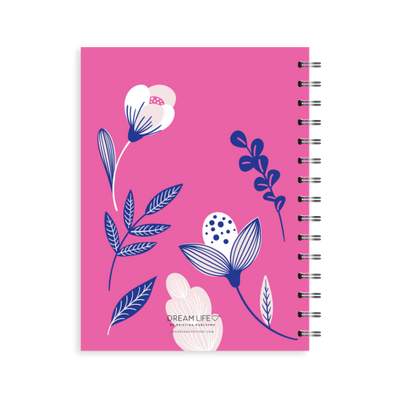 A5 Spiral Journal - Daily Progress - Botanical - Hot Pink